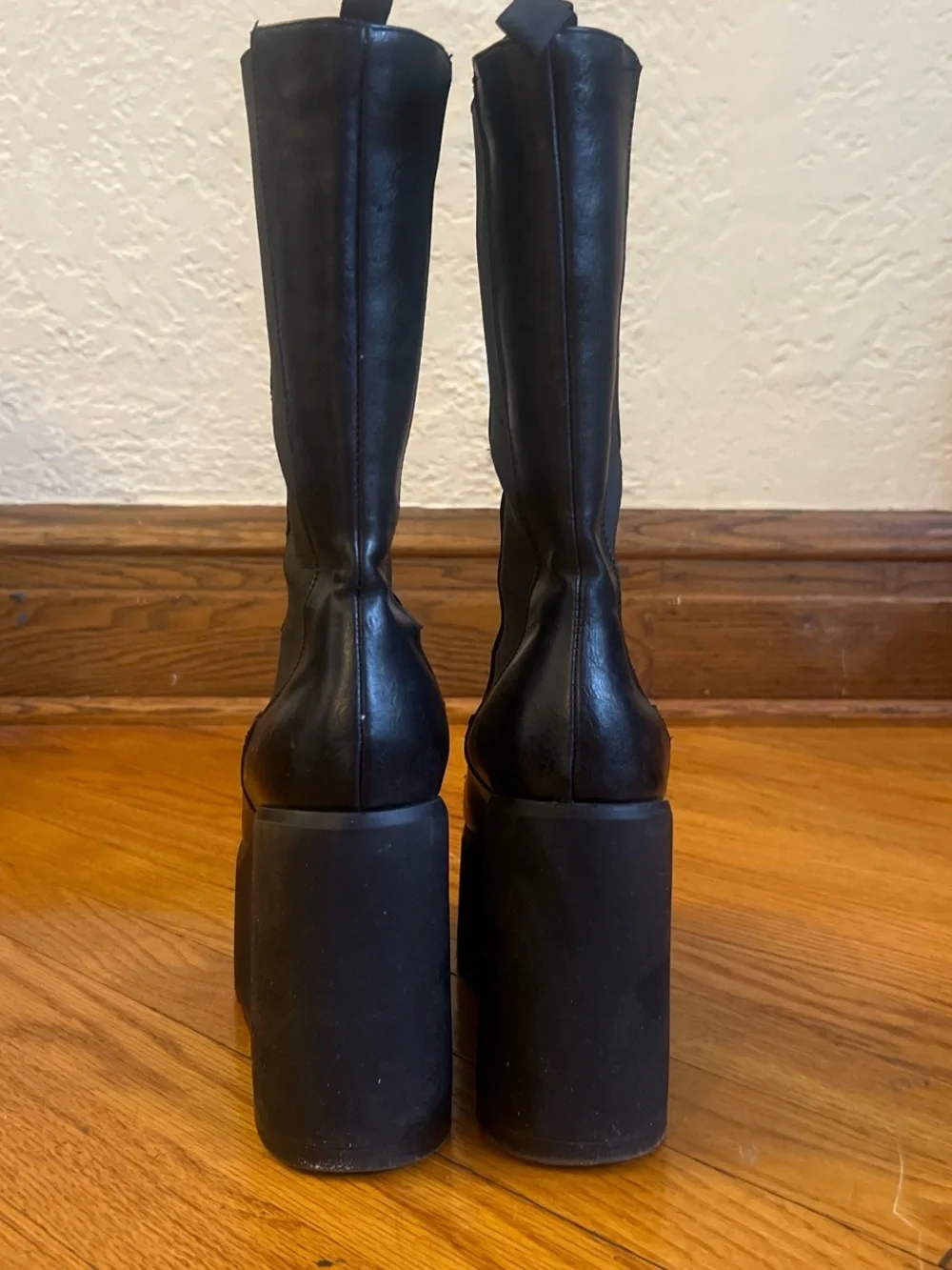 Womens Black Platform Chelsea Wedge Boots